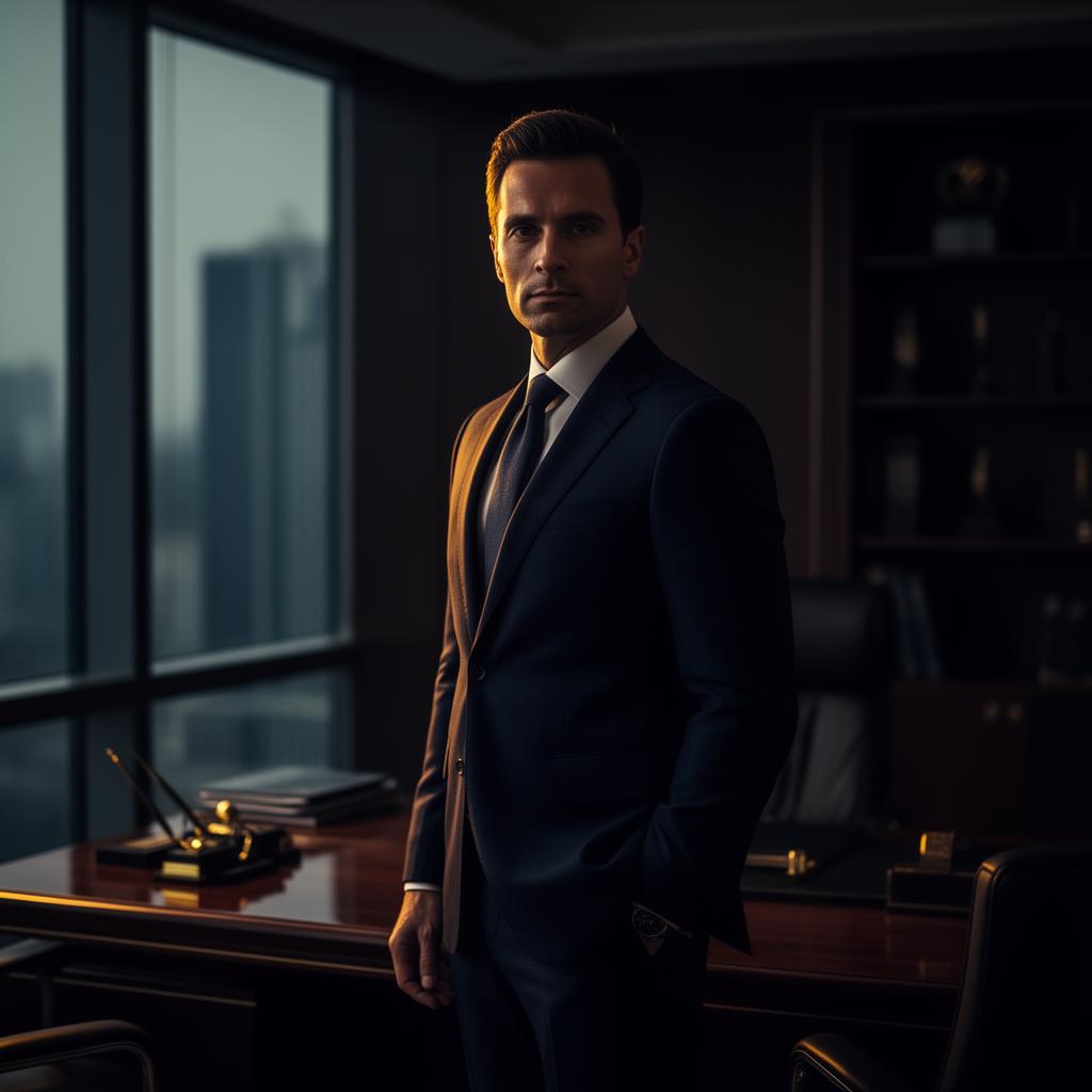Executivo em escritório corporativo premium